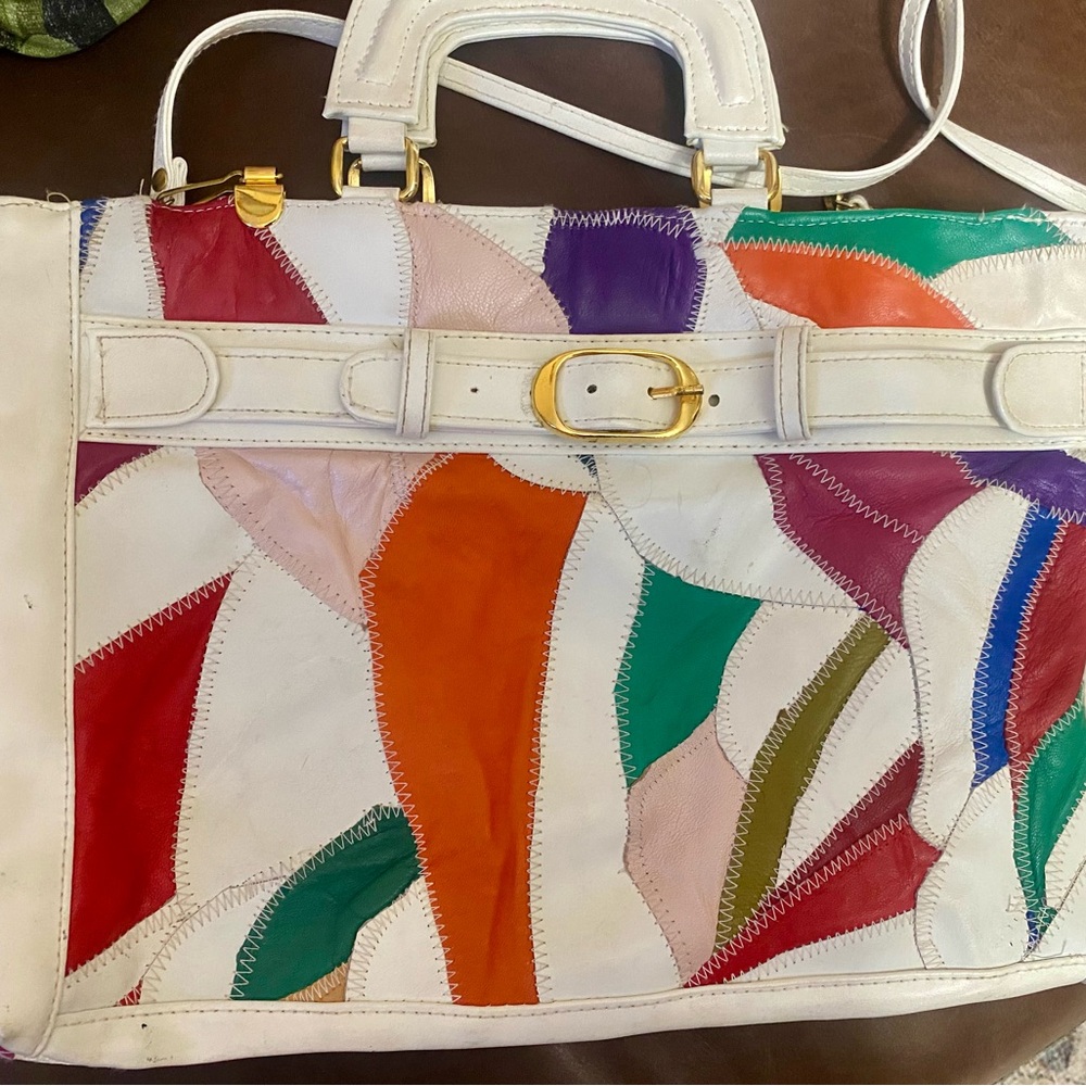 80’s Colorful leather Patchwork Women's Bag